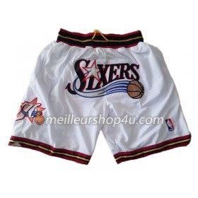 Homme NBA Philadelphia 76ers Shorts à poche Blanc Swingman